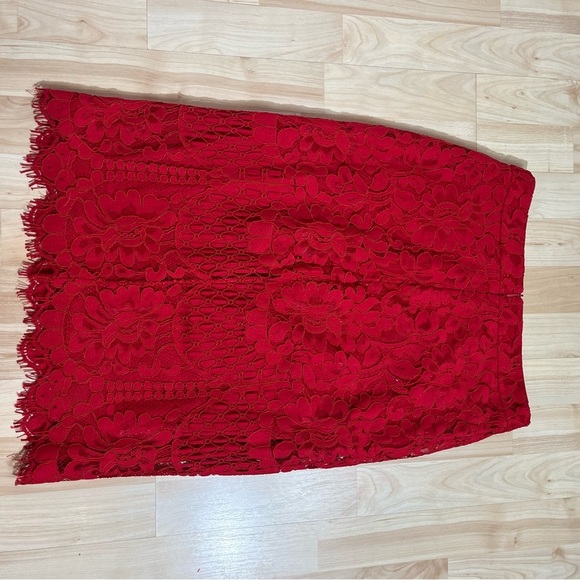 Lulus Womens Red Allis Lace Pencil Skirt Size Medium - Picture 6 of 6